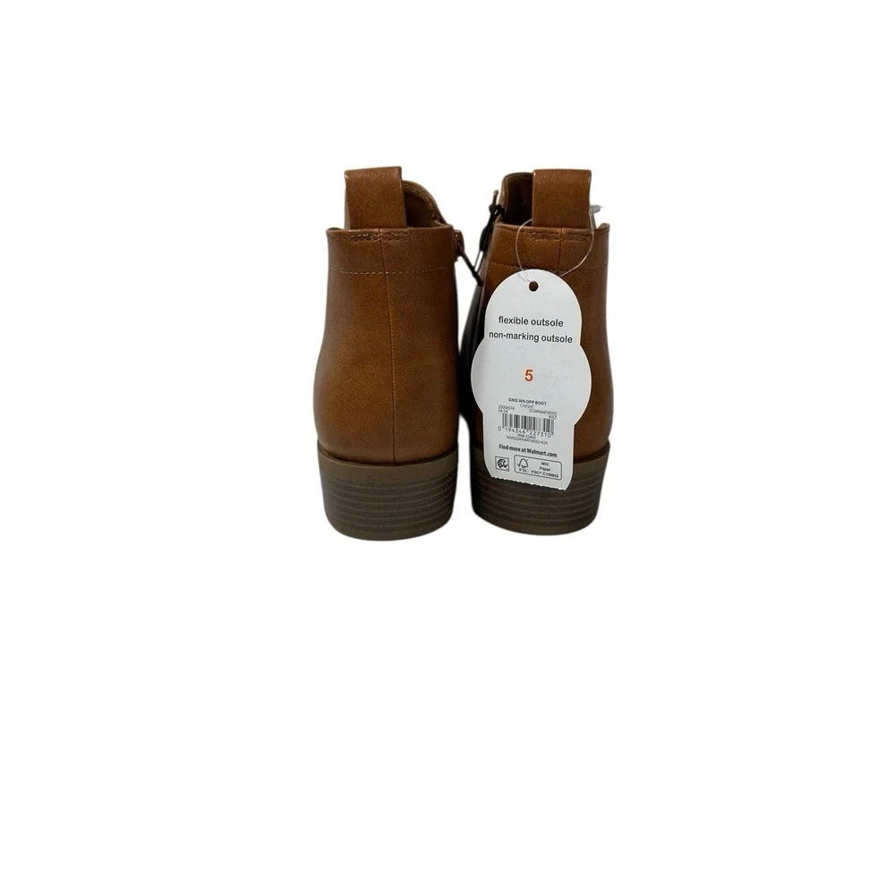 wonder‎ nation girls ankle boots brown zips up the side size 5